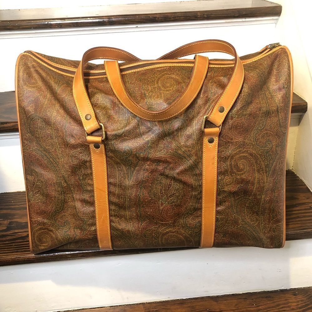 ETRO Milano Red Paisley Weekend Duffle Shoulder Bag